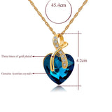 Gold Plated Crystal Heart Necklace Earrings Jewellery Set