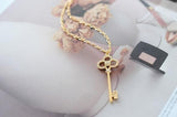 Retro Hollow Crystal Rhinestone Key Chain Womens Pendant Necklace