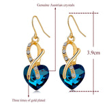 Gold Plated Crystal Heart Necklace Earrings Jewellery Set
