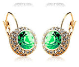 Brincos Stud Gold Plated With Austrian Full Crystal Earrings For Women