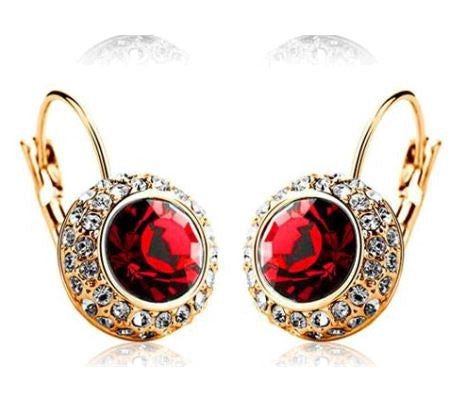 Brincos Stud Gold Plated With Austrian Full Crystal Earrings For Women